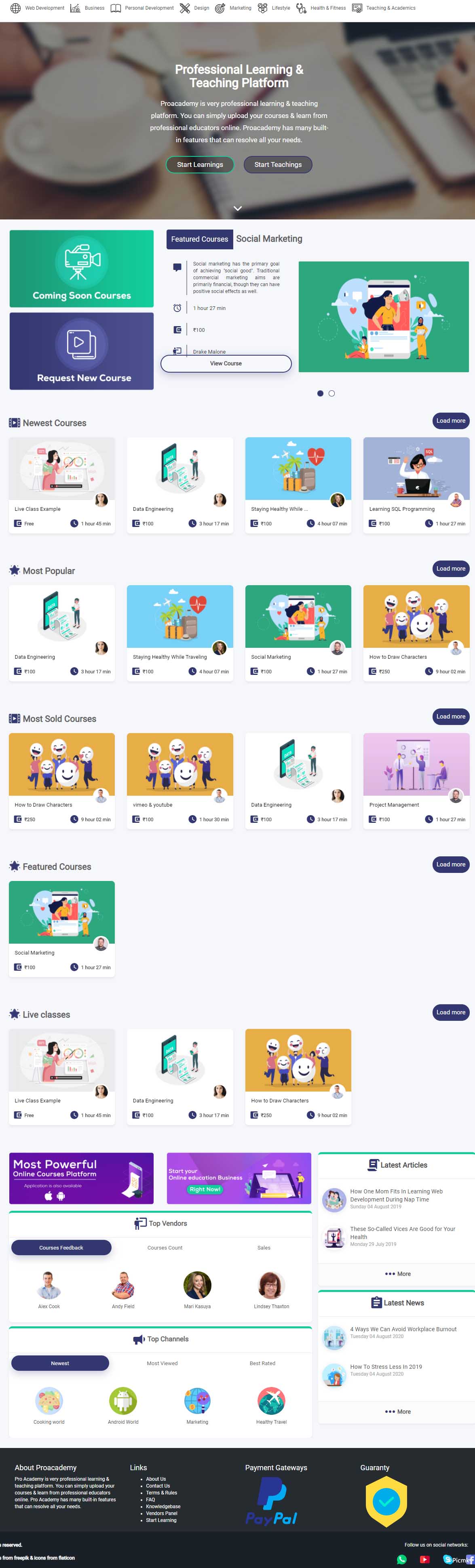 PHP在线教育系统LMS源码直播课程系统国外商业教育源码Pro Academy