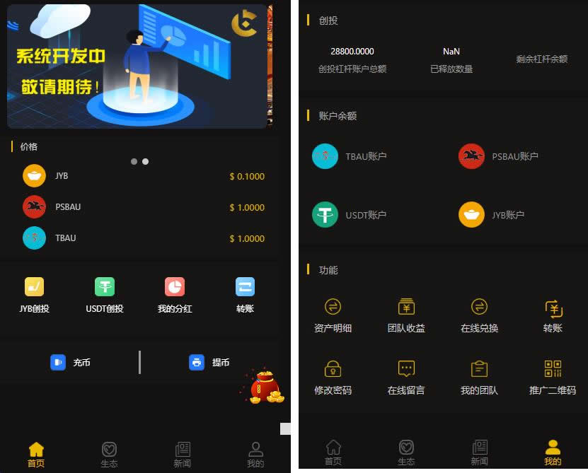 H5区块链创投系统CAGI虚拟资产币投资分红虚拟币理财杠杆转账修复版源码TP框架