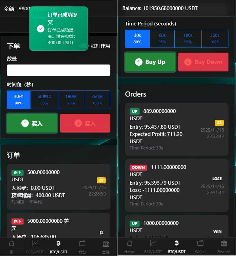 虚拟货币微交易系统输赢控制秒合约交易杠杆交易现货交易跟单员模式纯英文版源码BitTong